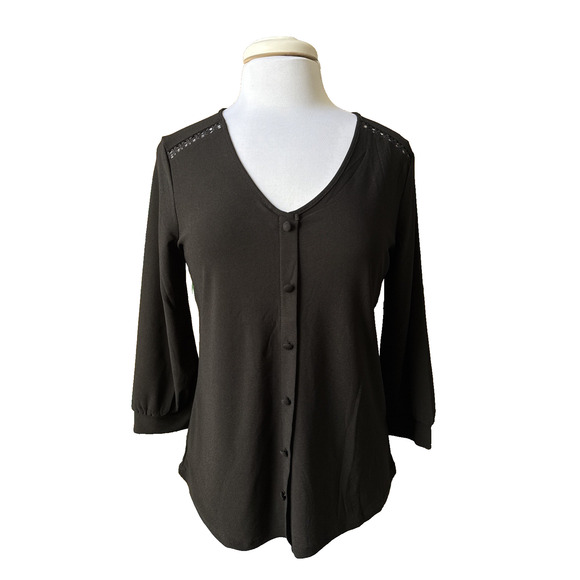 89th & Madison NWT Women’s S Whimsigoth Crochet Blouse Stretch Business Office - Picture 1 of 10